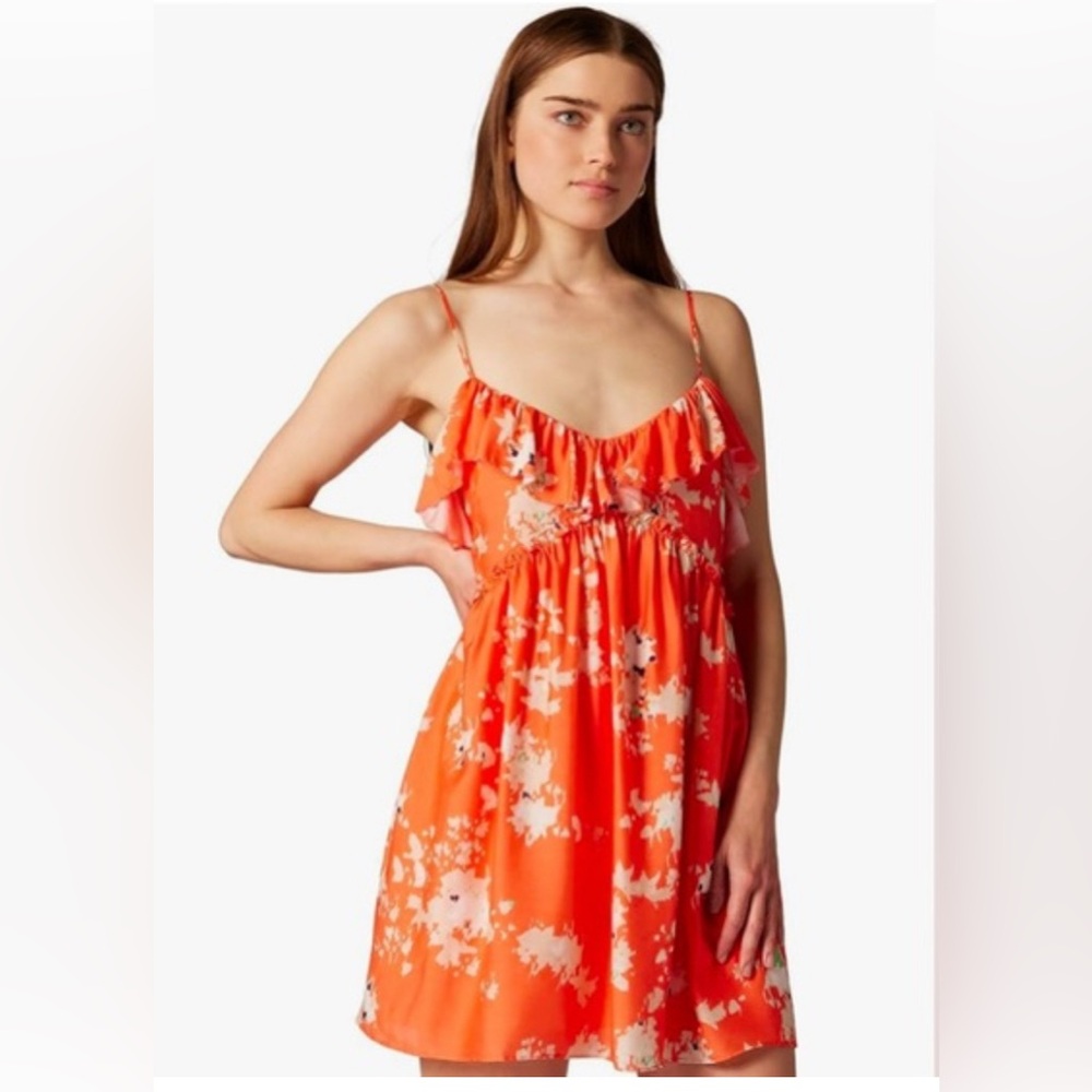 Joie Vibrant Orange Floral Mini Dress